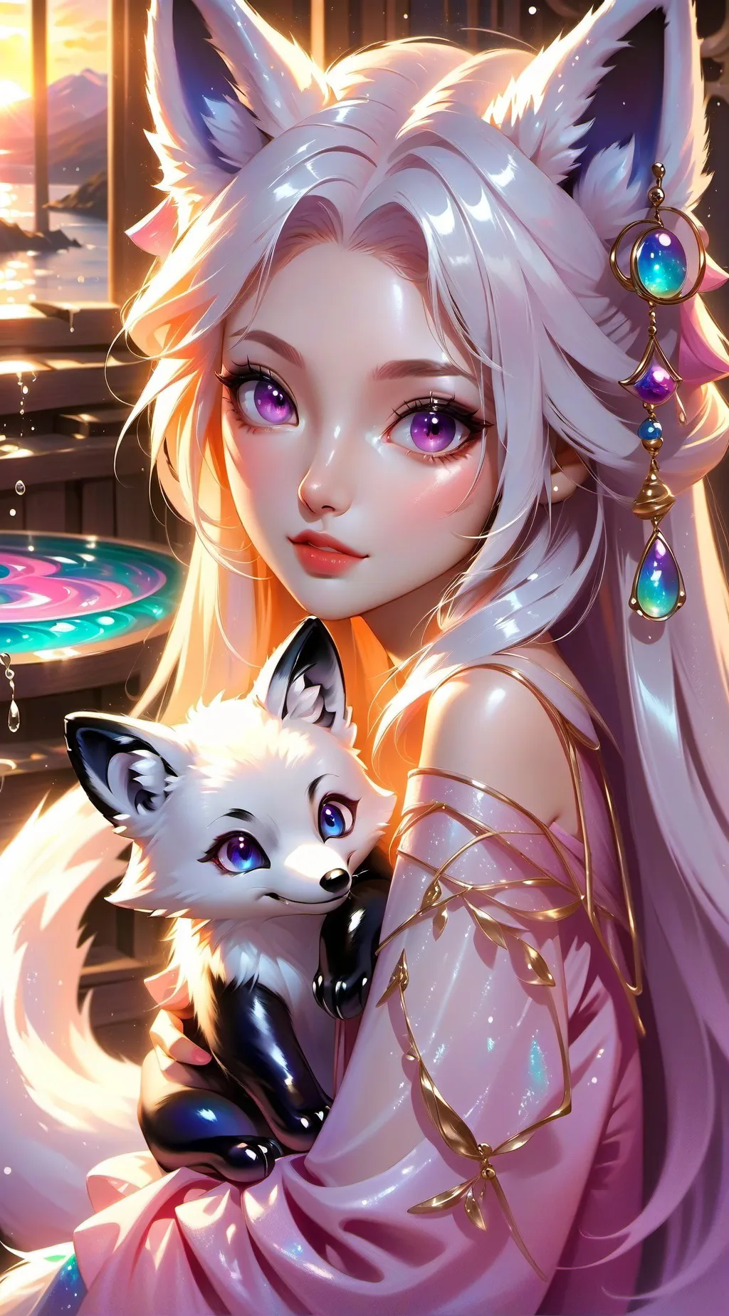 ai character: Snowy Fox Spirit background