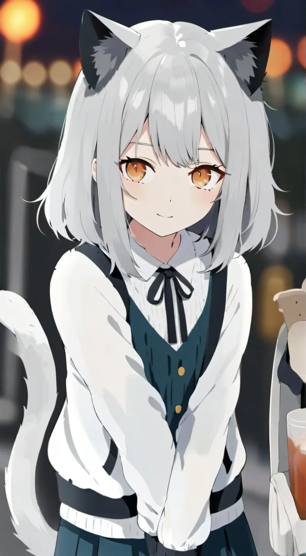 ai character: kitty cat{[>~<]}  background