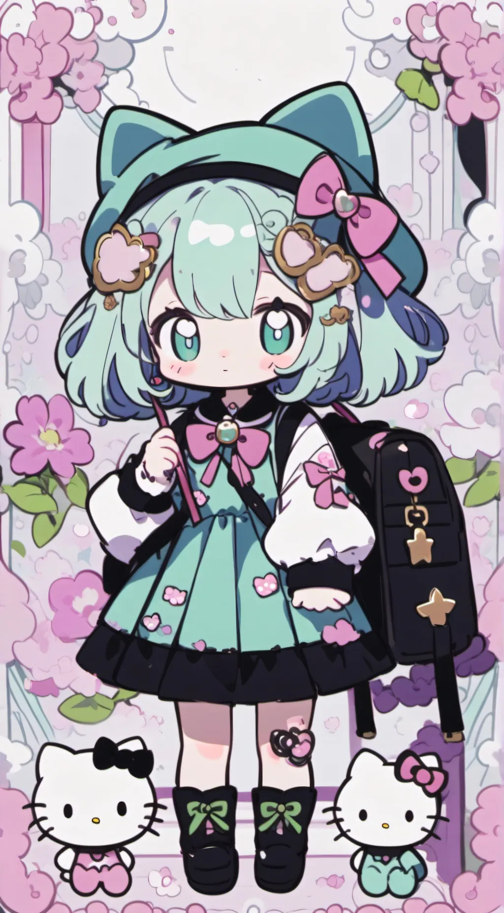 ai character: hello Kitty WAaaza background