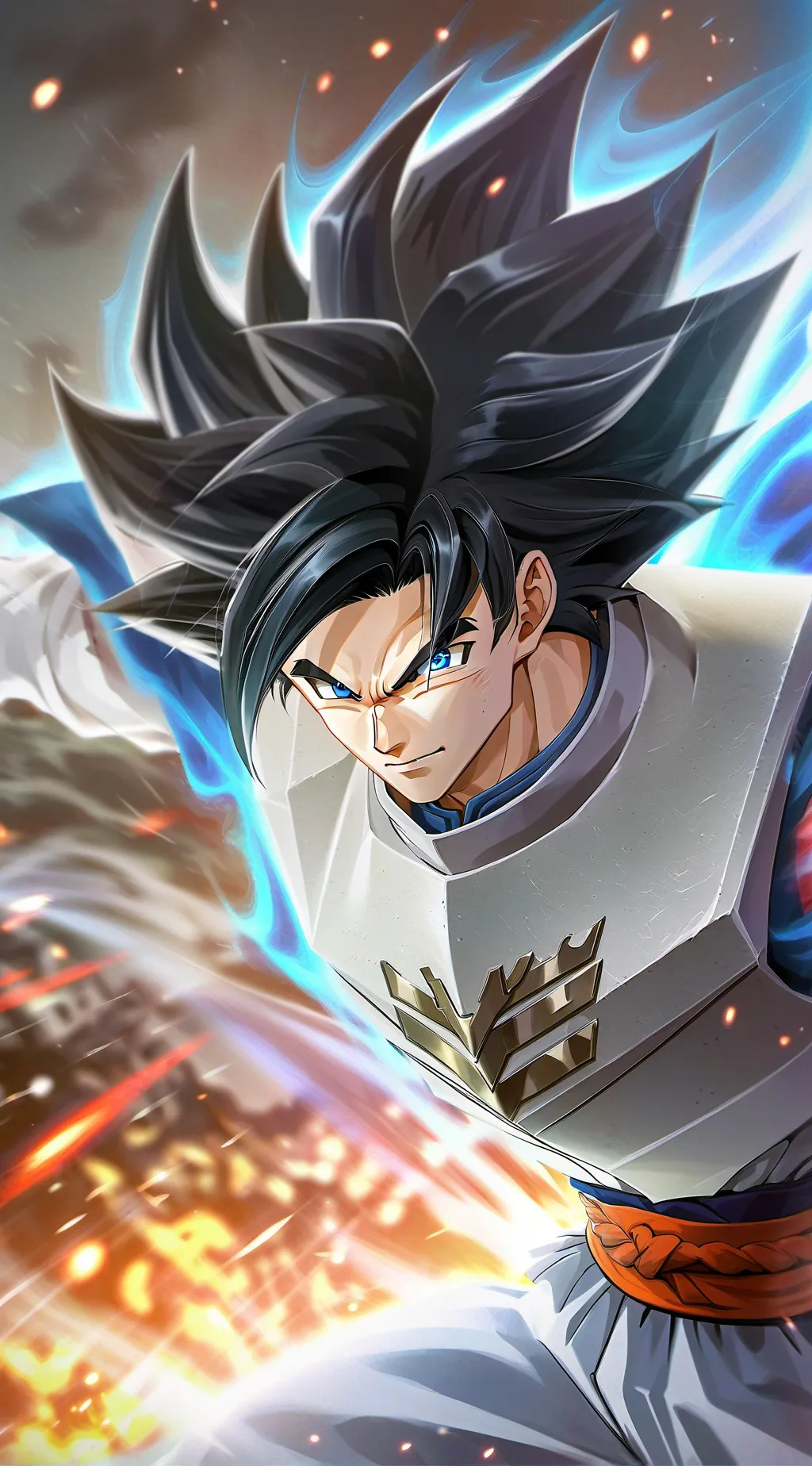 ai character: Goku Ultra Instinct background