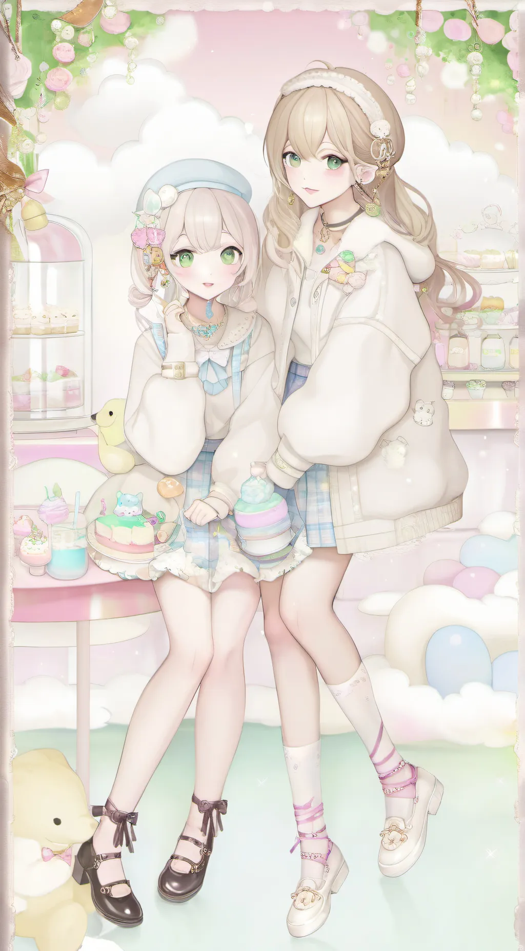 ai character: iris and Sarah  background