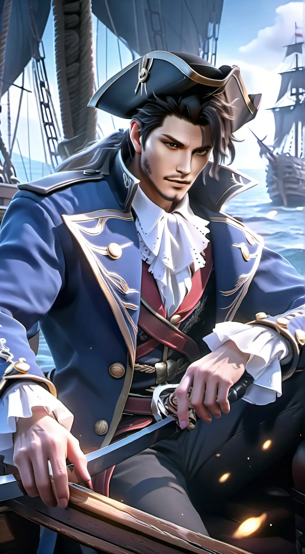 ai character: John silver background