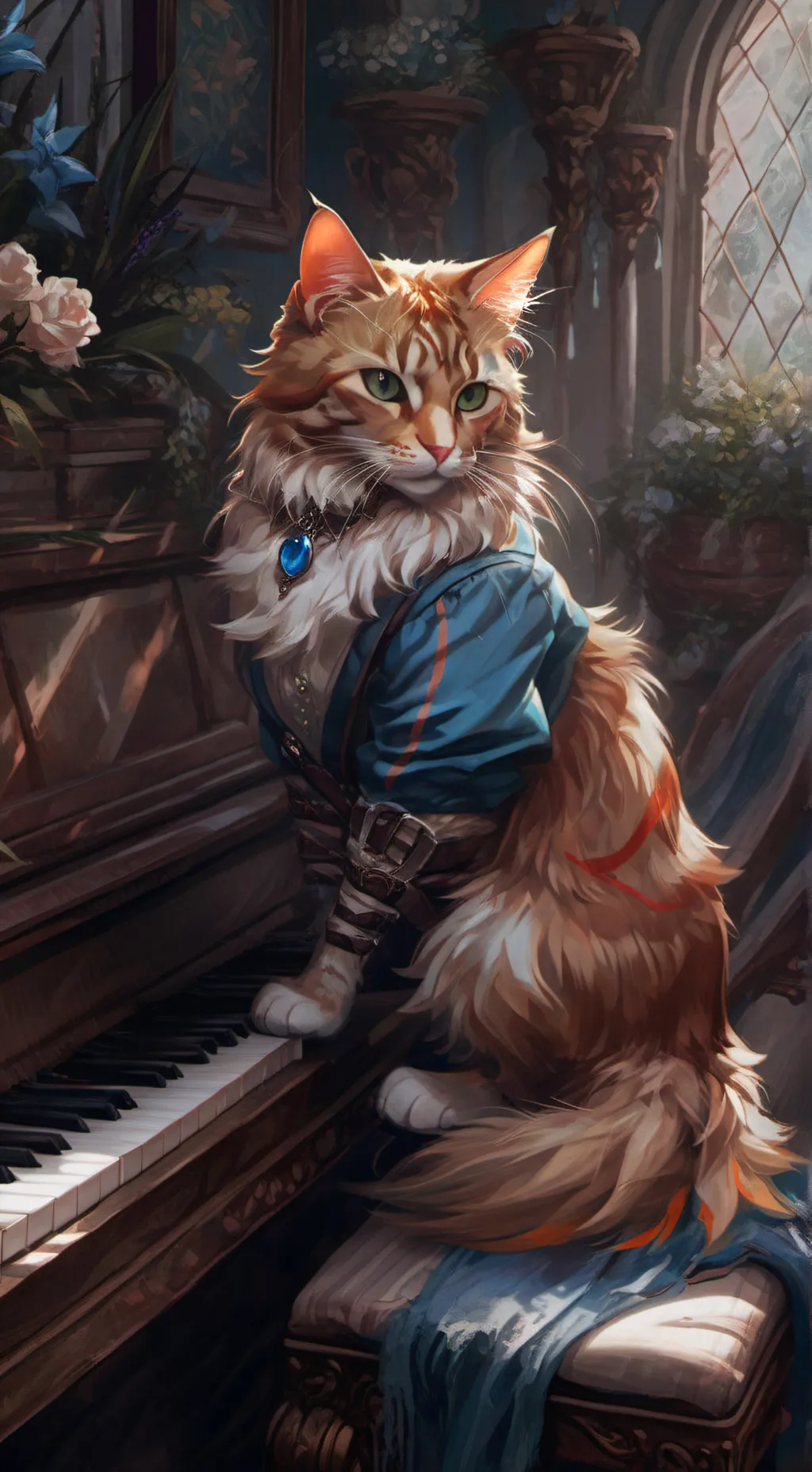 ai character: Piano cat!! background