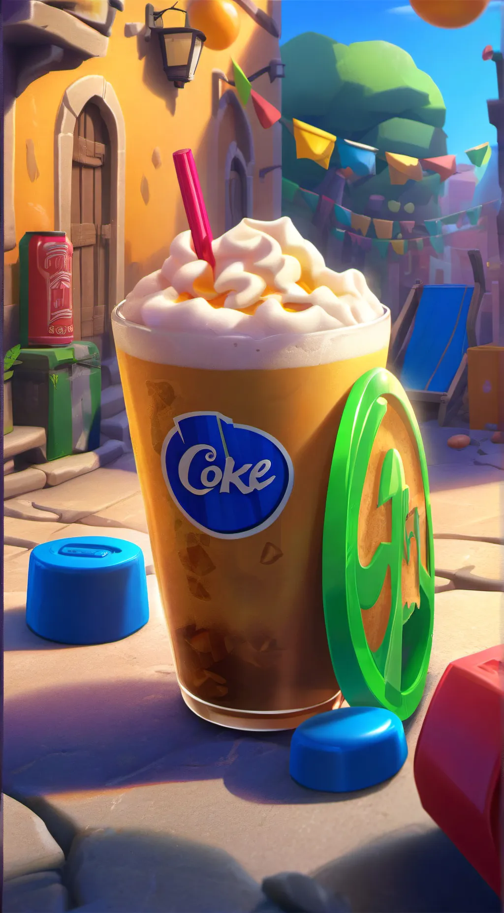 ai character: COCA COLA ESMPUMA! background