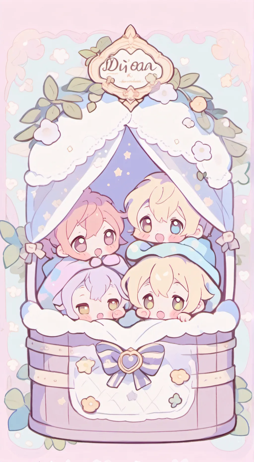ai character: 4 bébés orphelin background