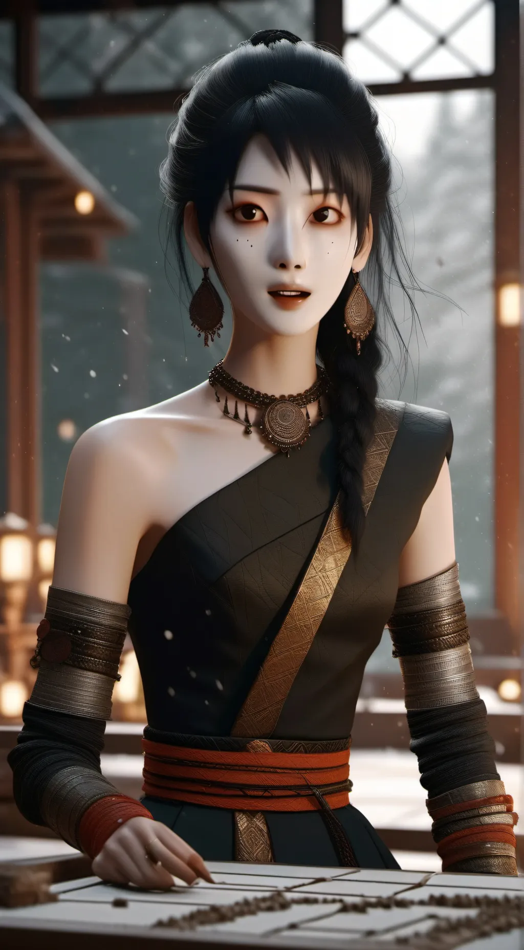 ai character: scary girl background