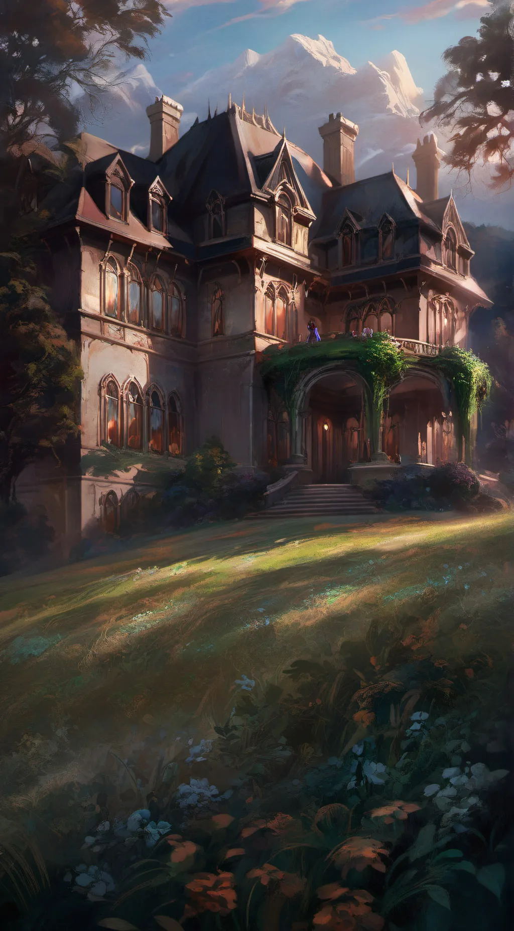 ai character: Giant house background