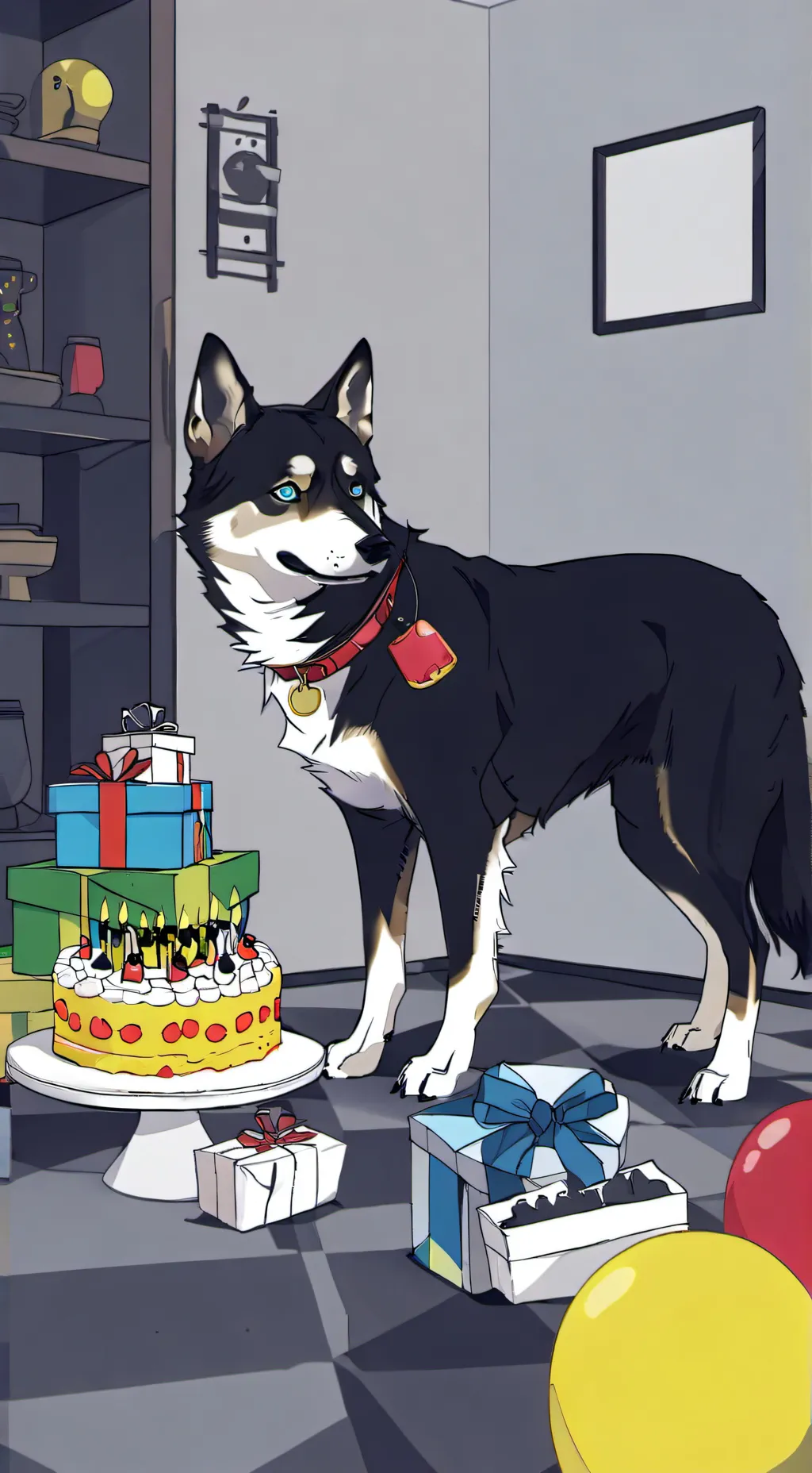 ai character: birhday dog background