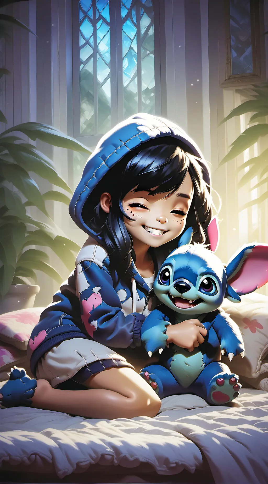 ai character: Lory stitch  background