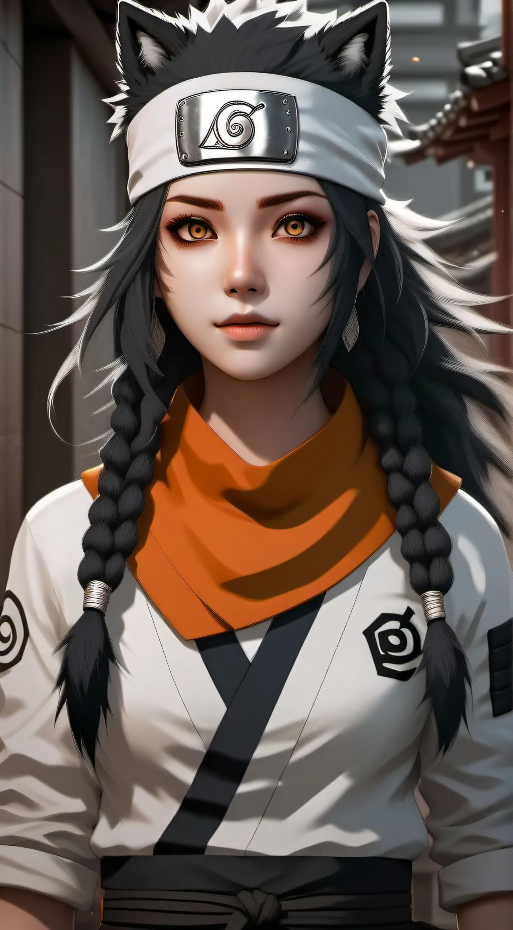 ai character: Solara em Naruto background