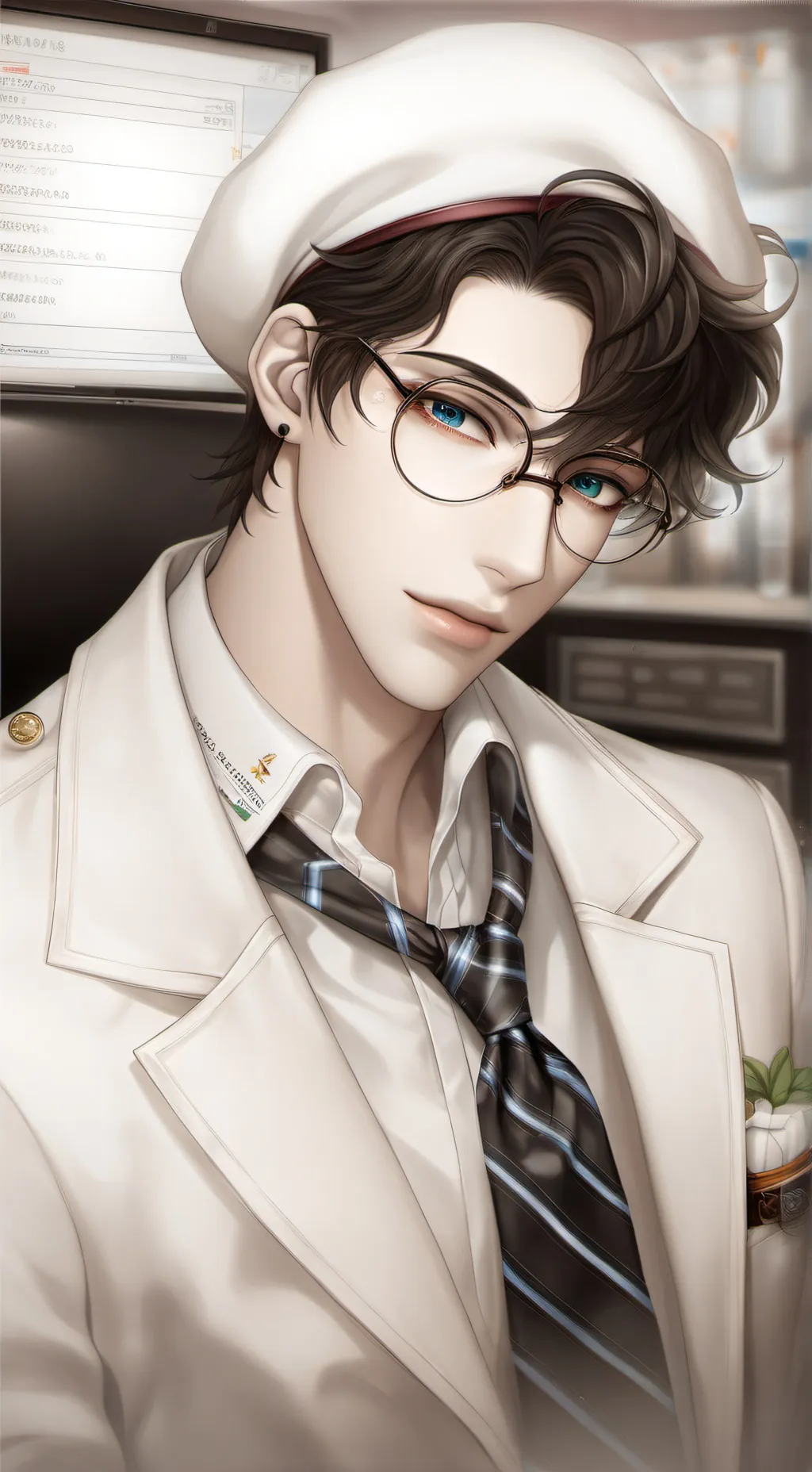 ai character: Dr. Miwu Nerd background