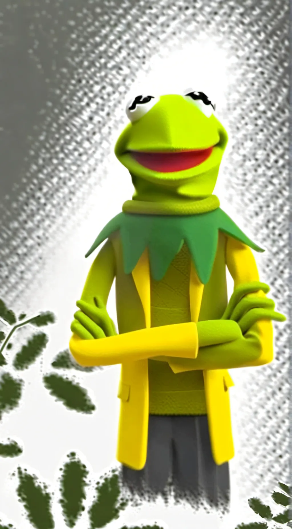 ai character: Kermit the frog  background