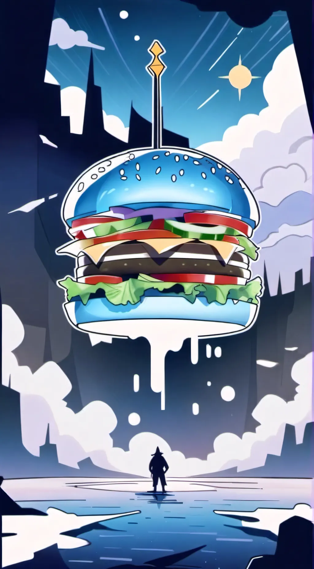 ai character: burger ufo background