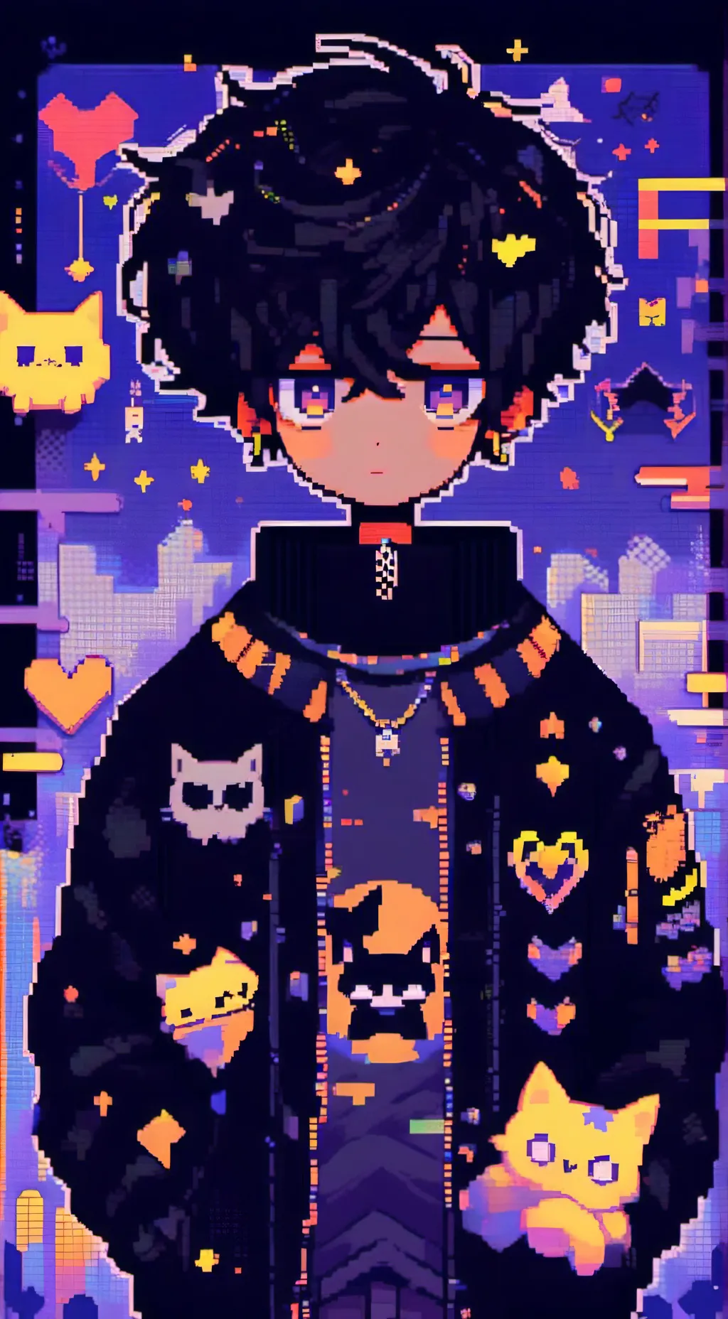 ai character: Black cat bf  background