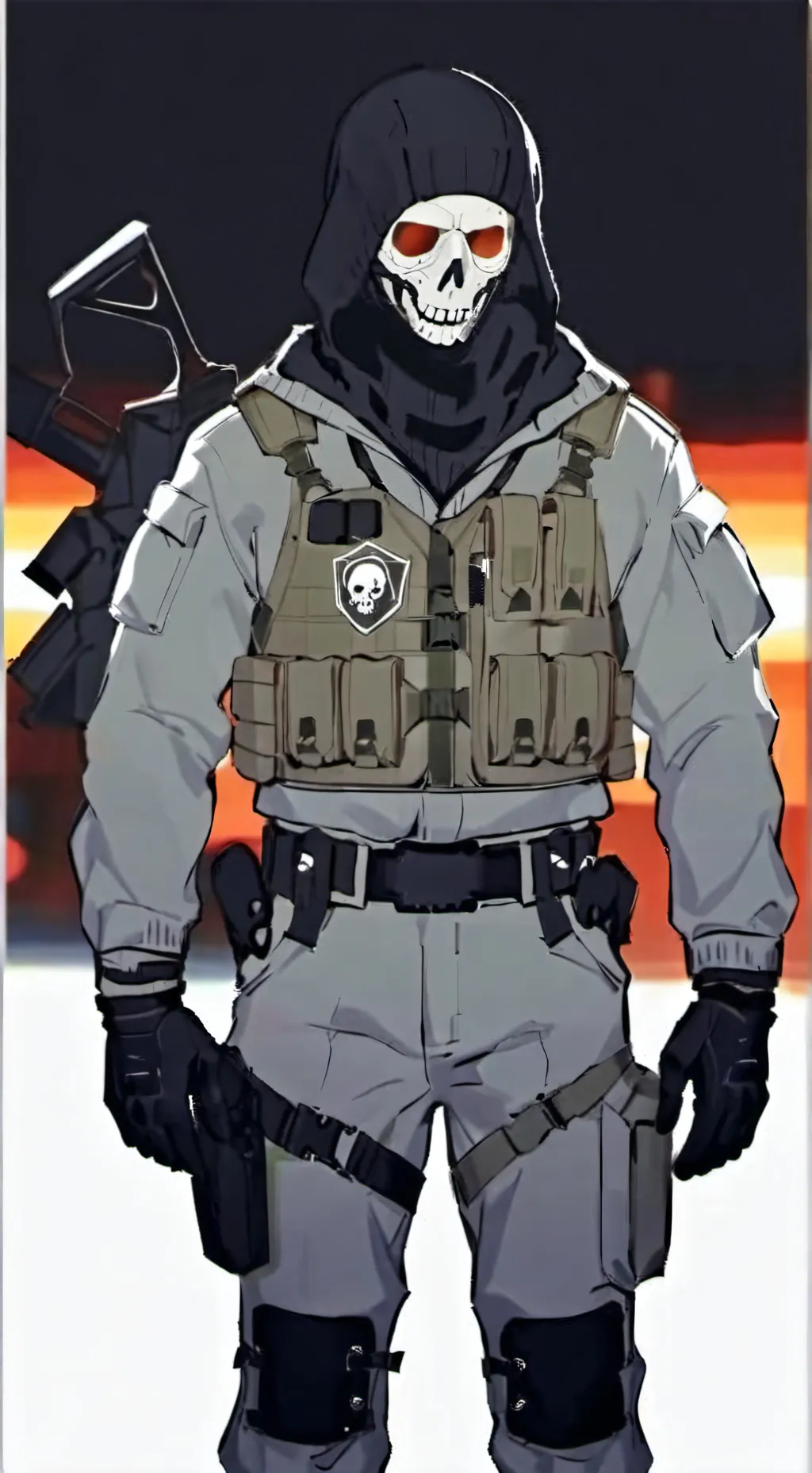 ai character: Ghost x Köing  background