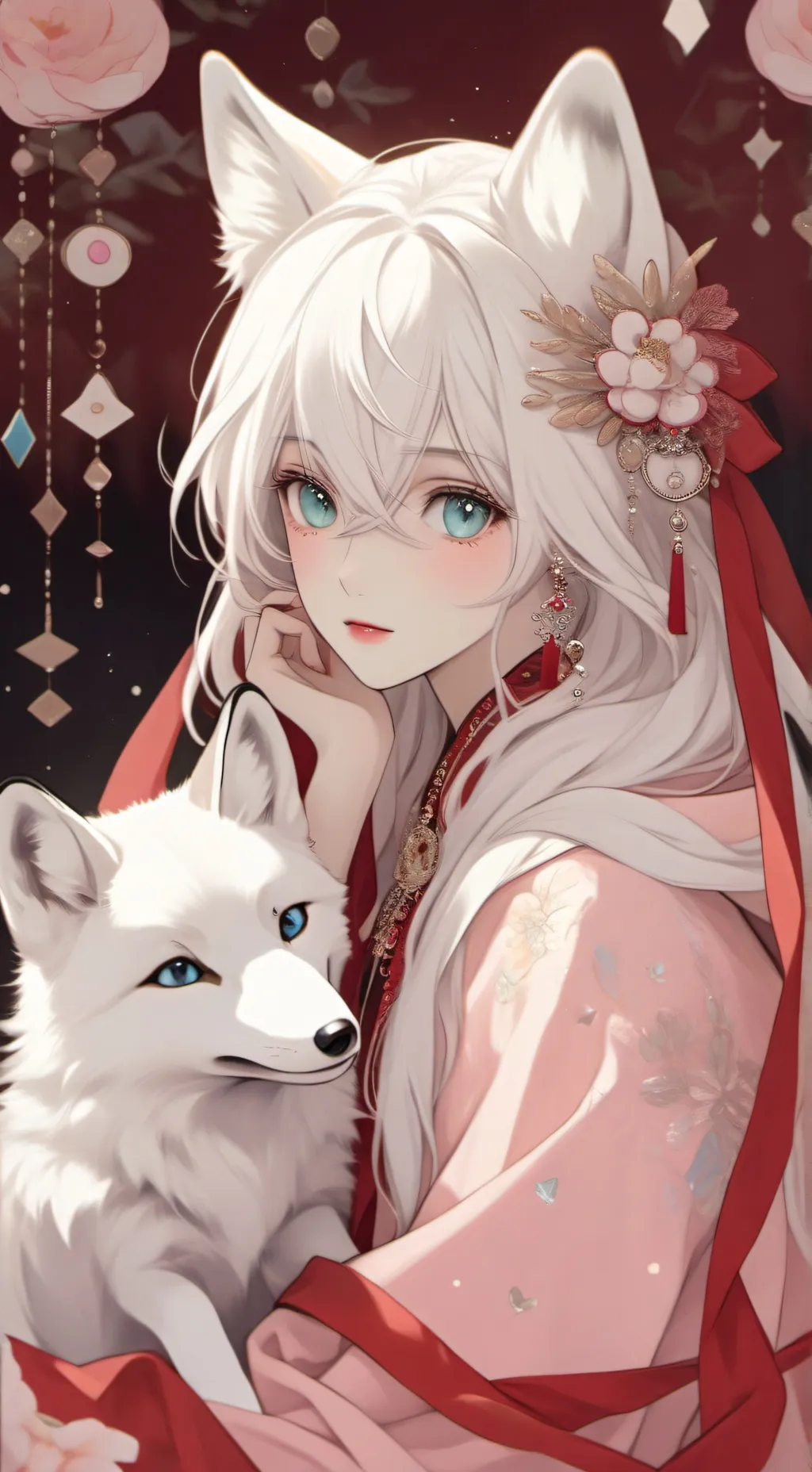 ai character: Arctic Fox Hybrid background