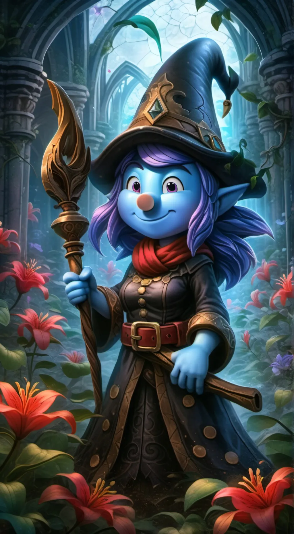 ai character: Lily smurf background