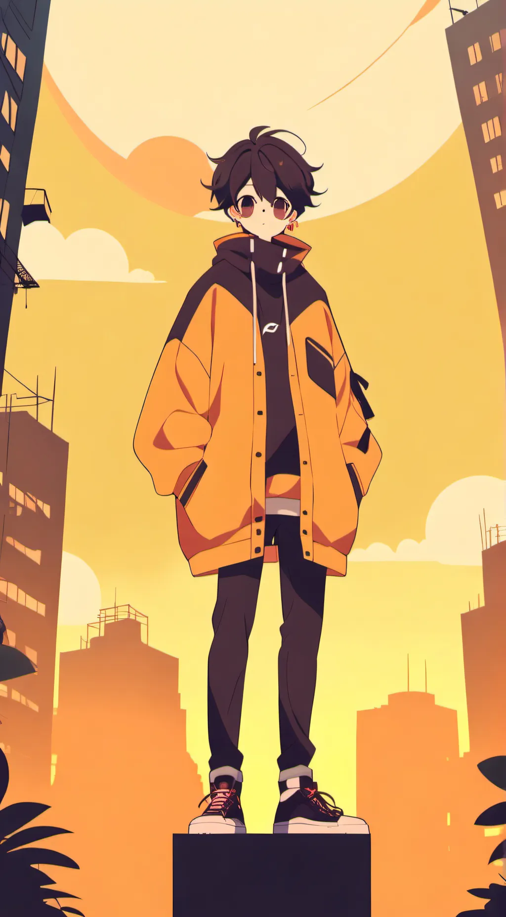 ai character: MHA Rooftop background