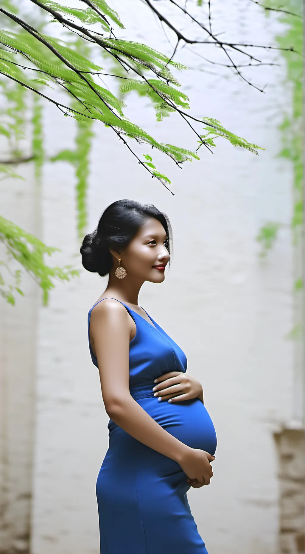 ai character: Pregnancy bump… background