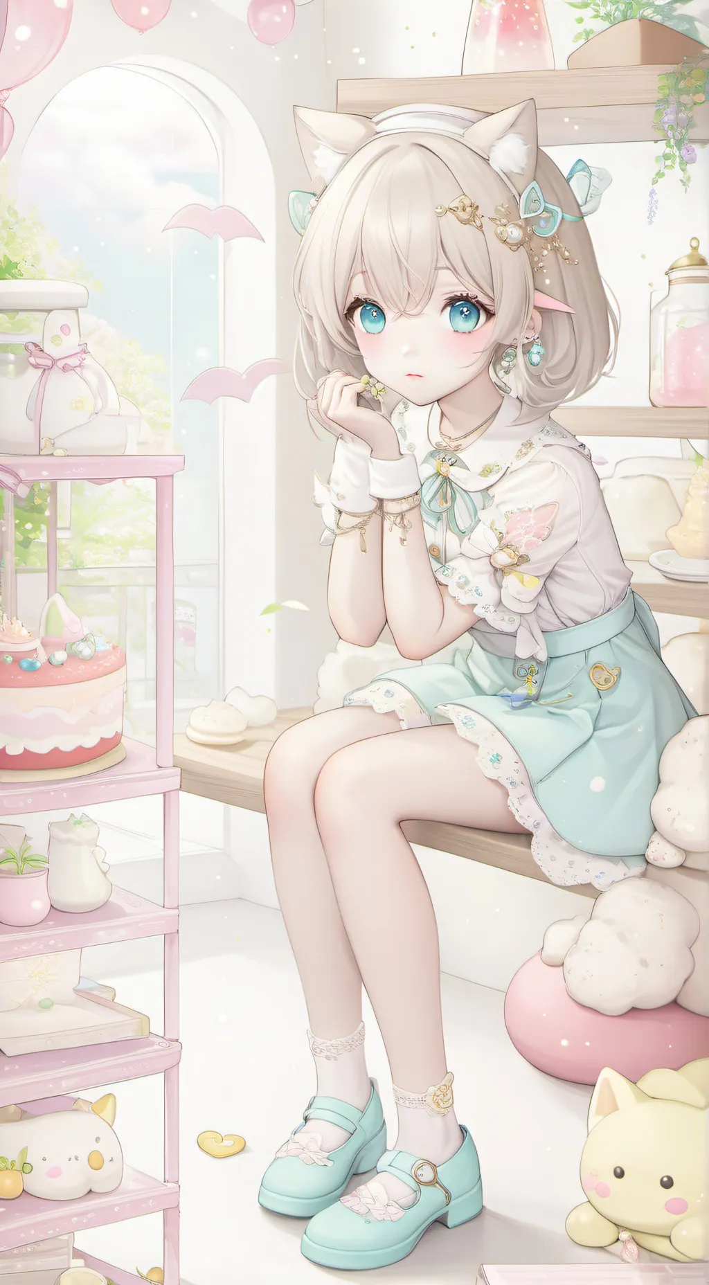 ai character: hybird store background