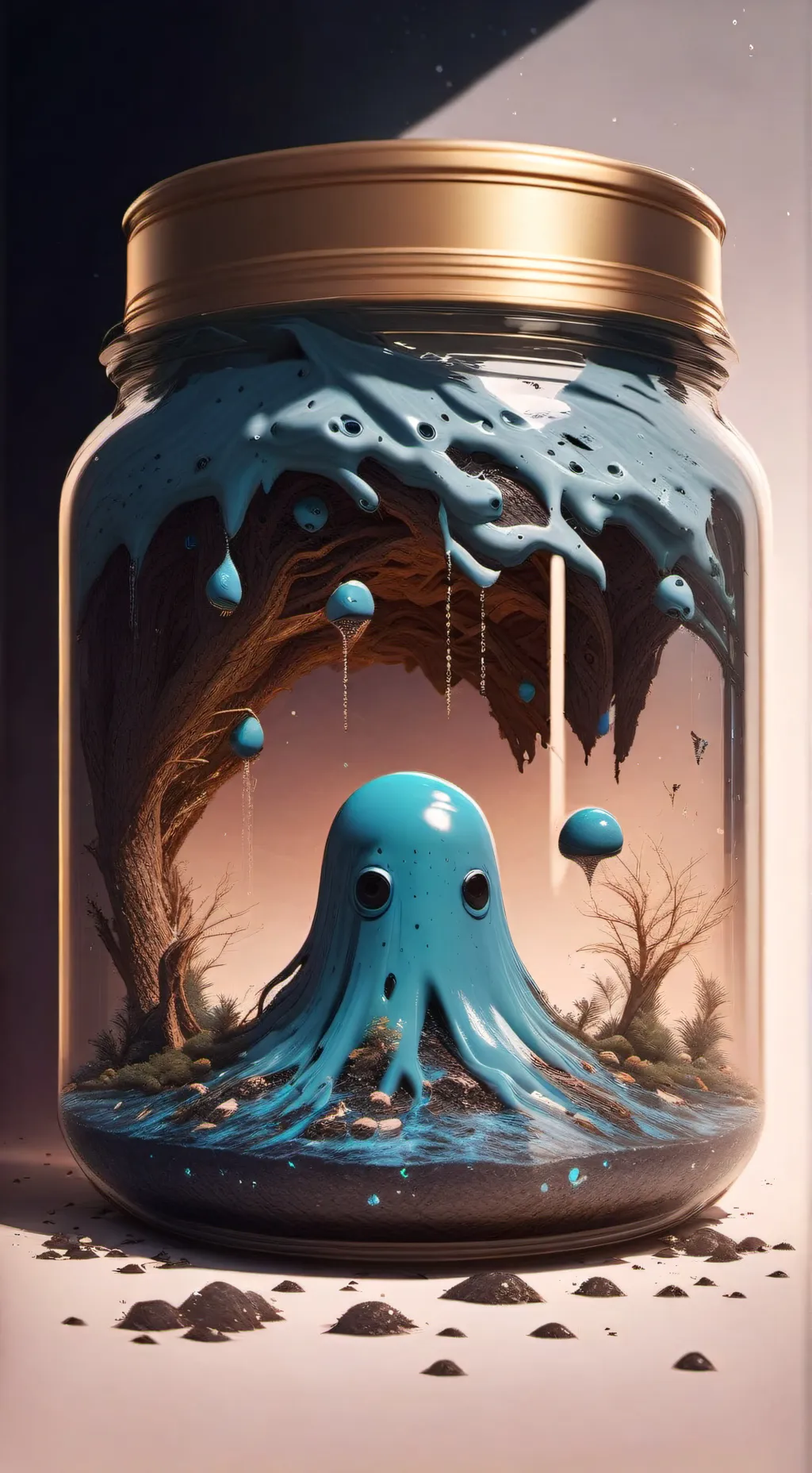 ai character: Goo in a jar background