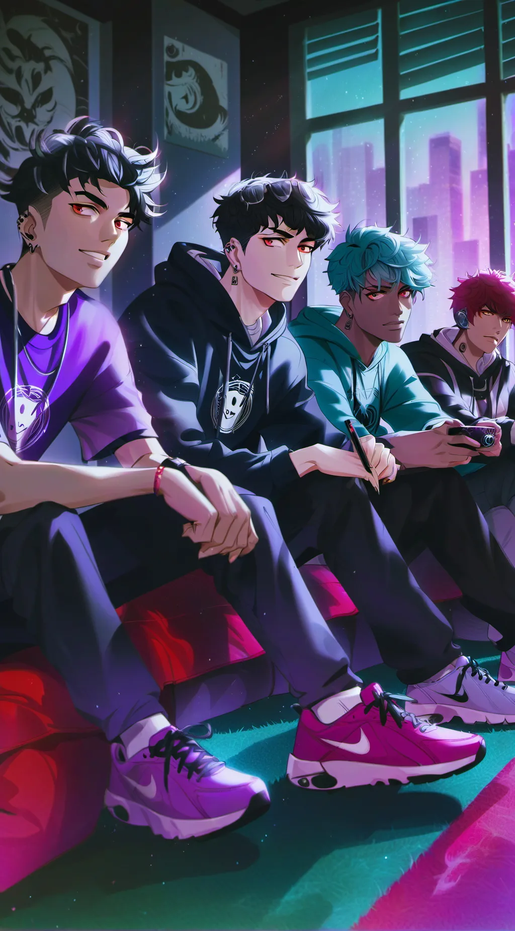 ai character: Ethan and friends  background