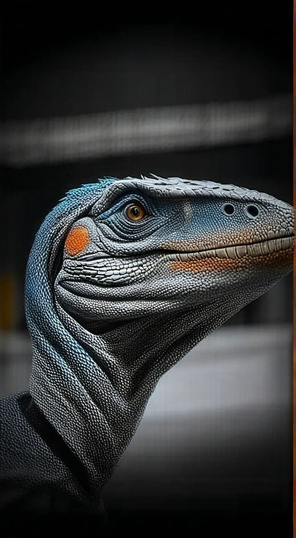 ai character: Raptor Blue background