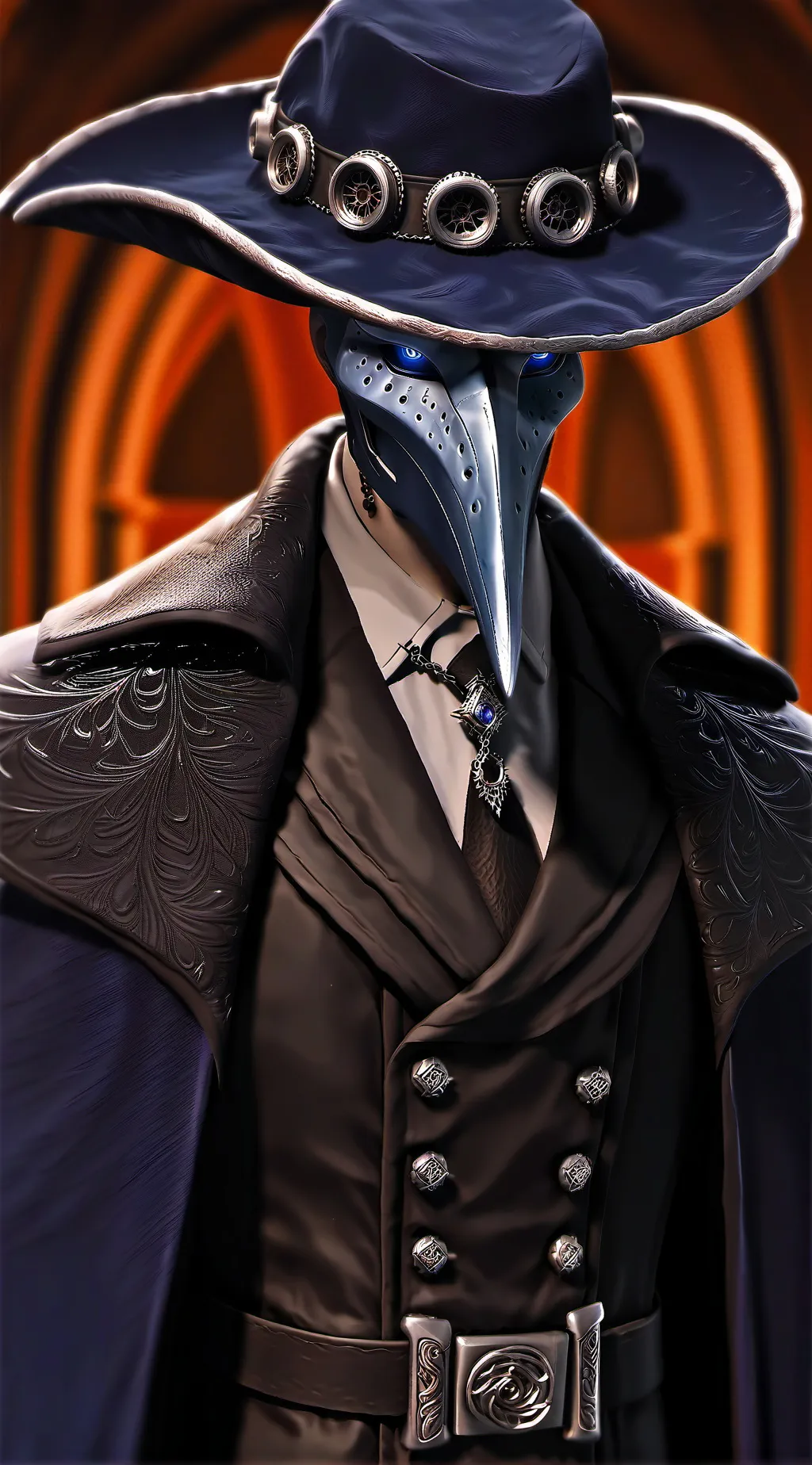 ai character: blue plague coctor background
