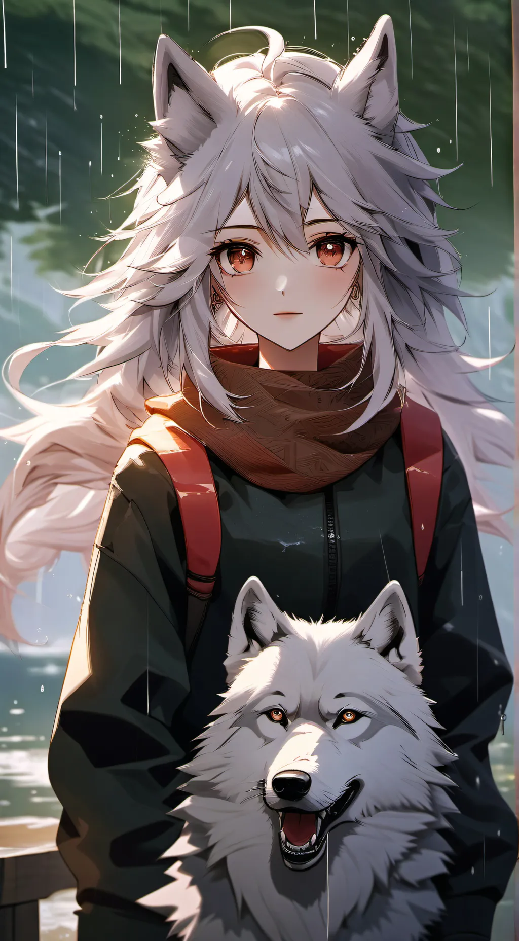 ai character: wolf eyes background