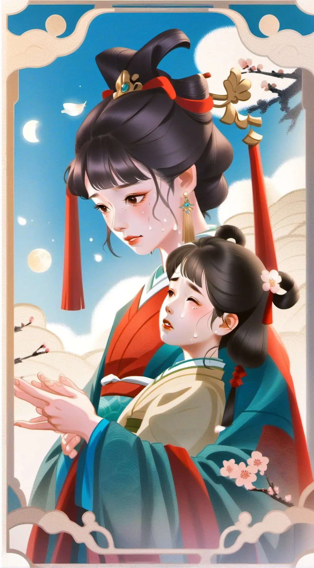 ai character: Mom and sister background