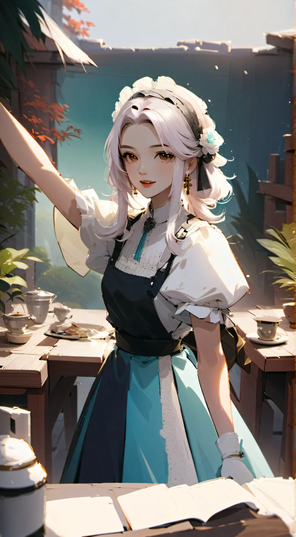 ai character: maid café  background