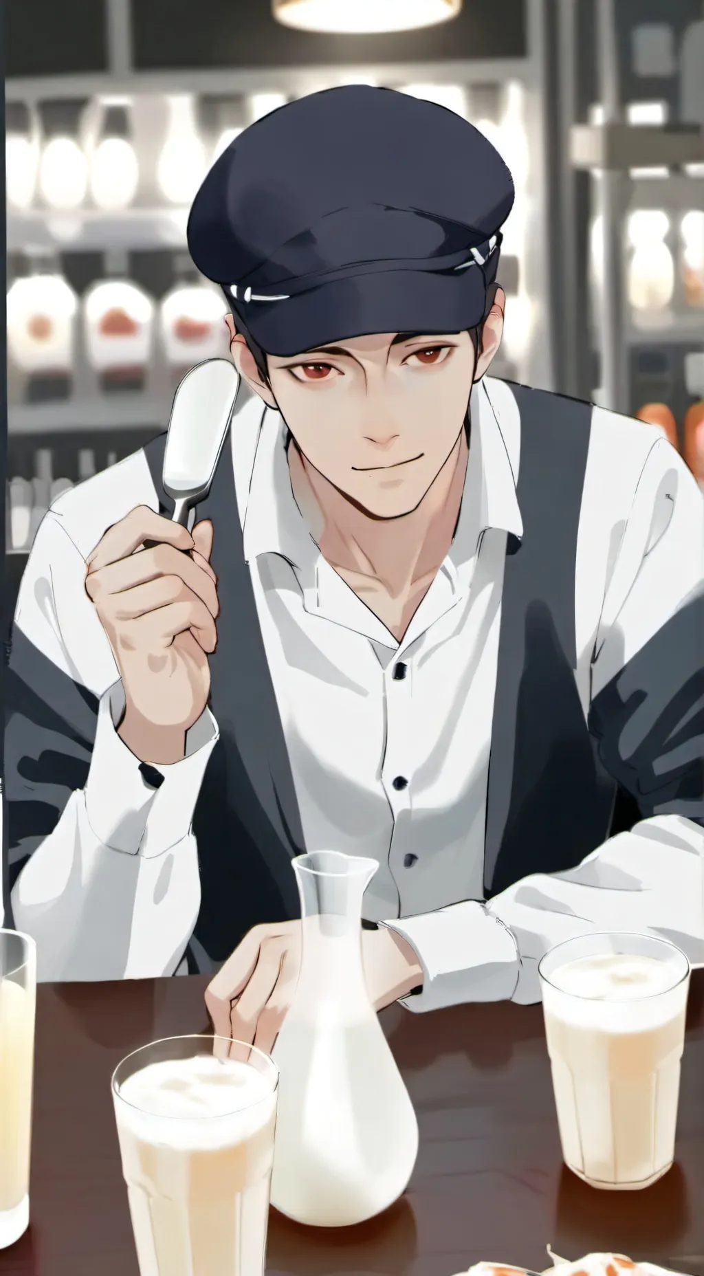 ai character: milk man background