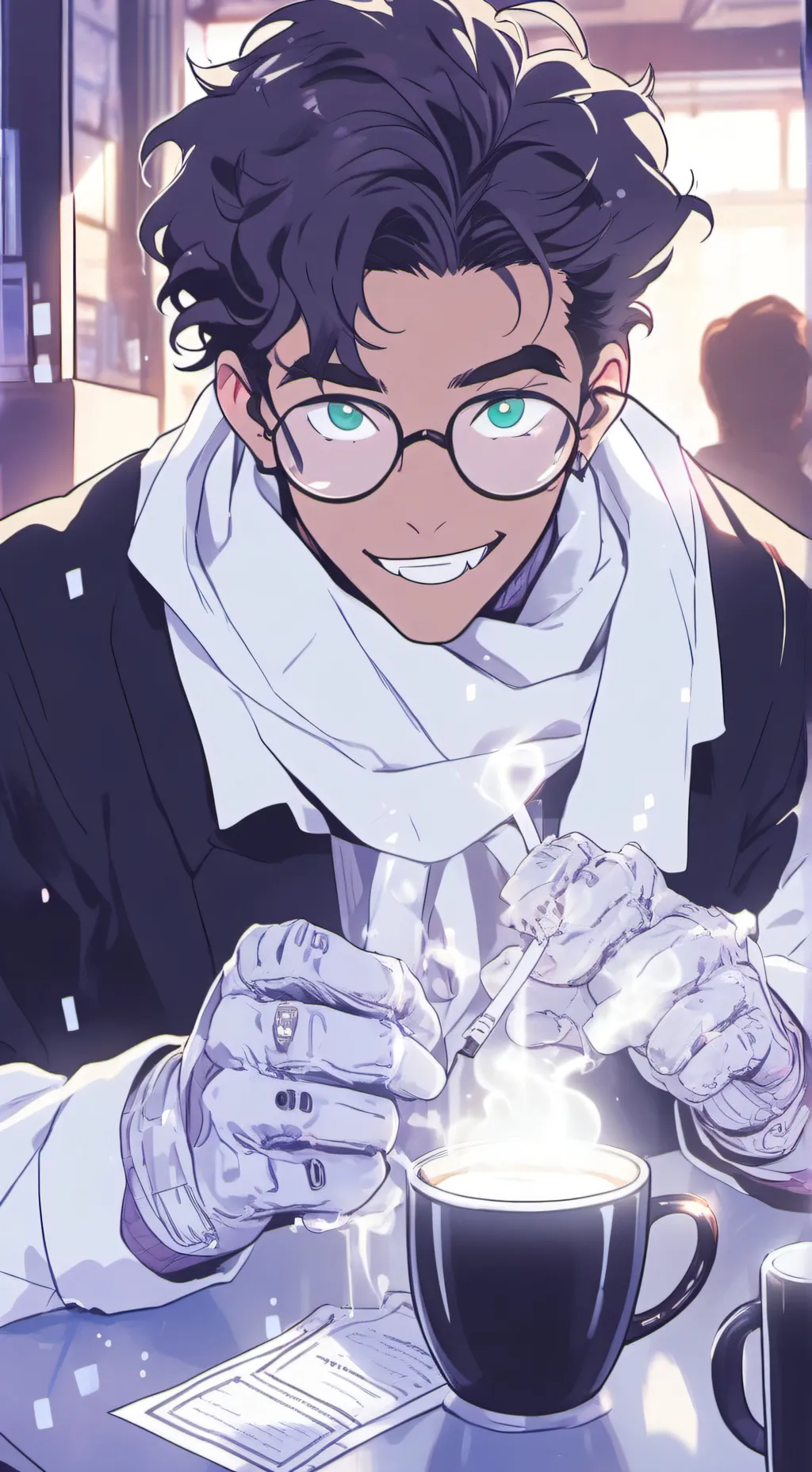 ai character: The Quantum Latte Theorist background