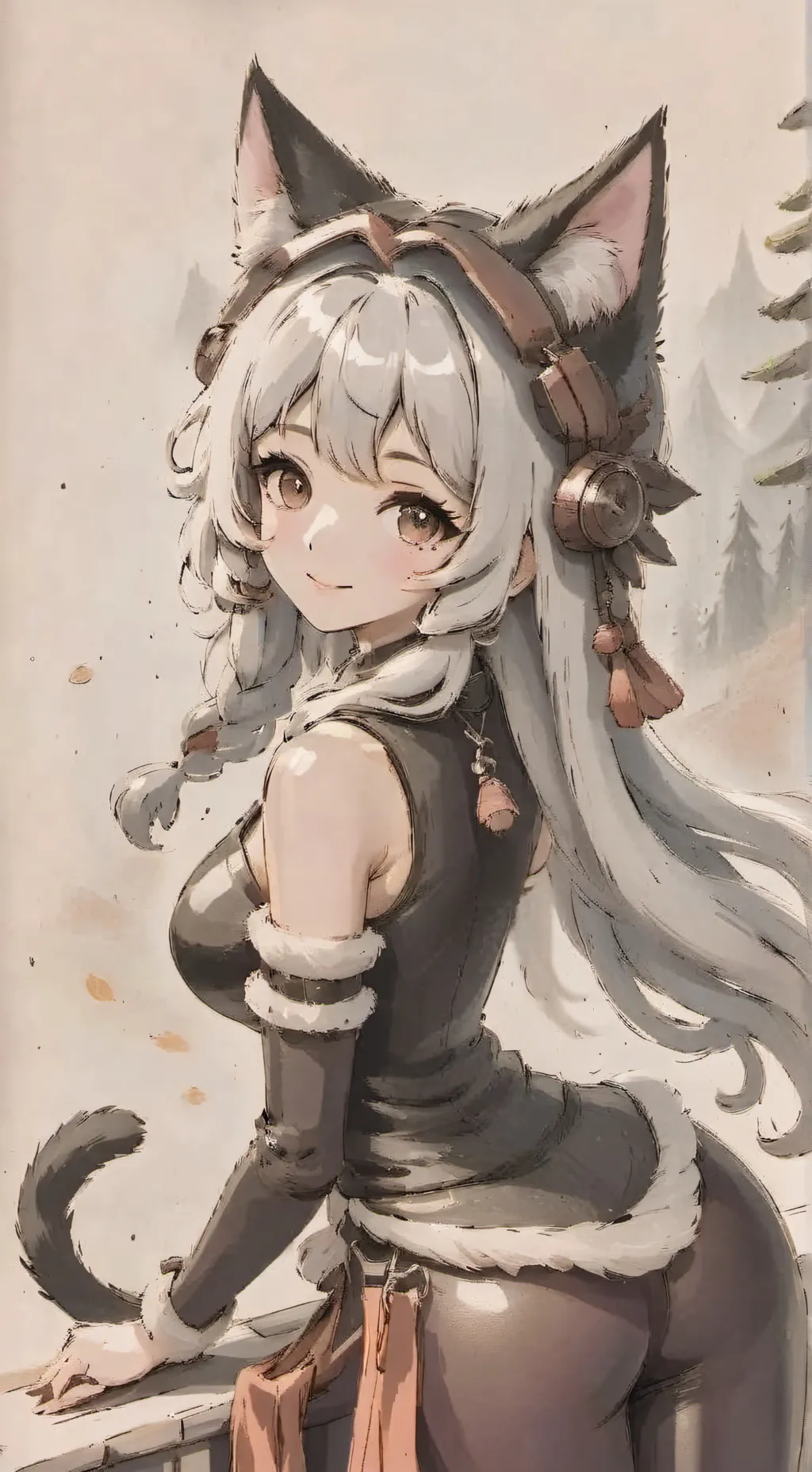 ai character: cat girl background