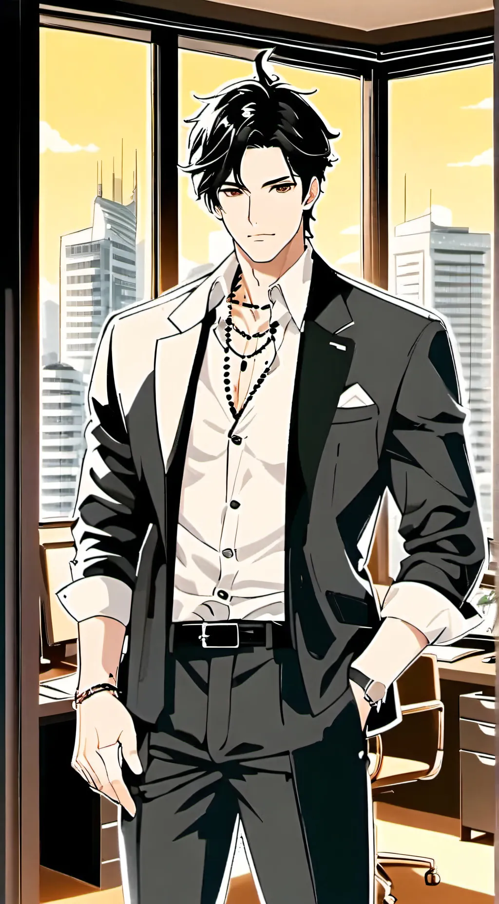 ai character: Andrew 🖤🐼 background