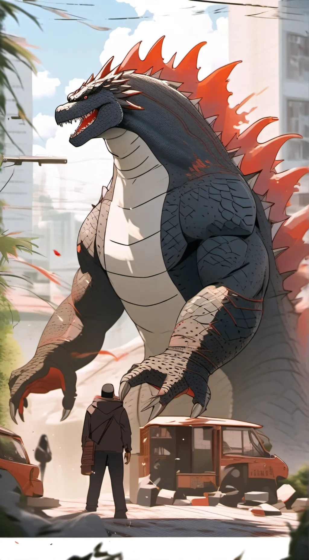 ai character: Godzilla background