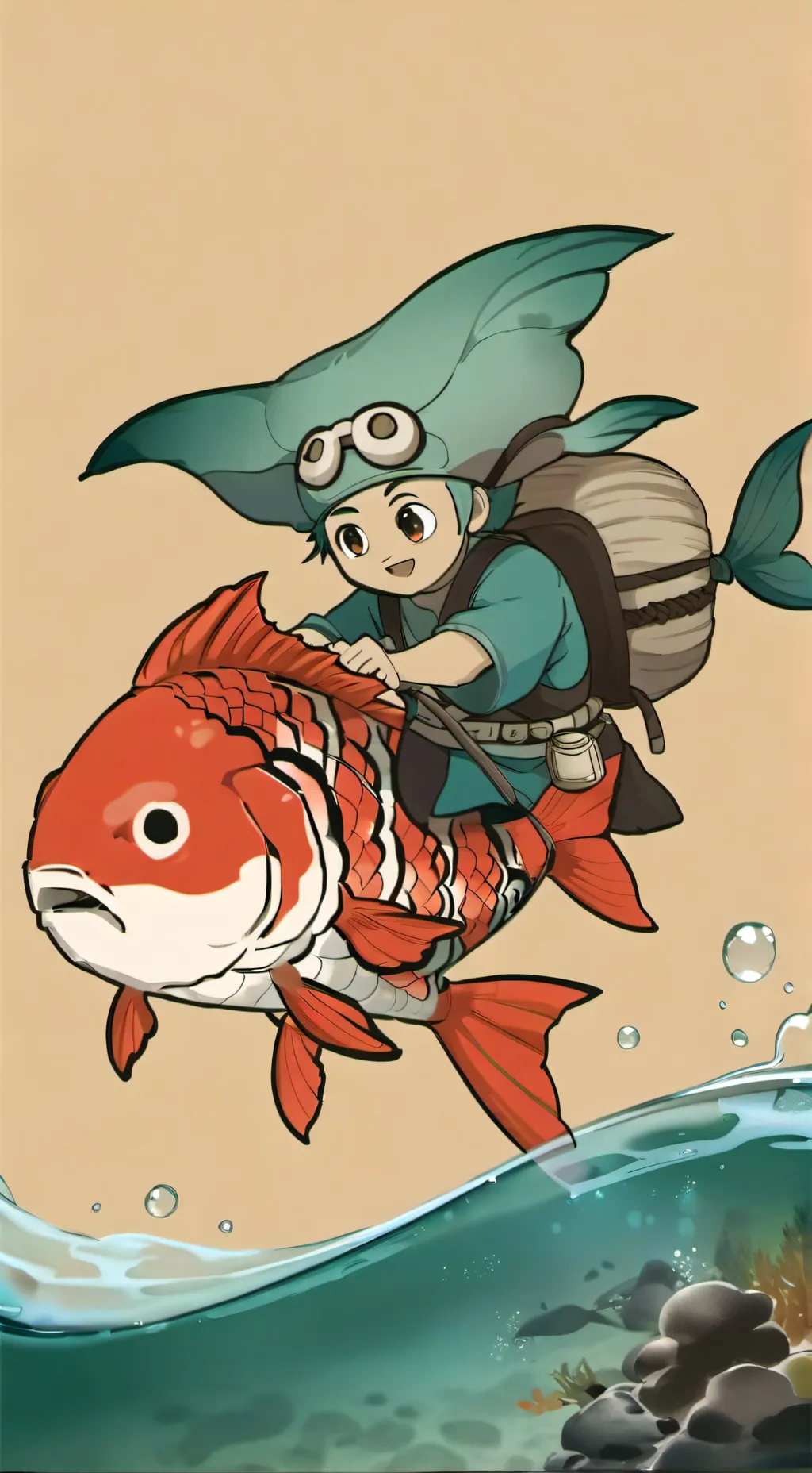 ai character: 🐟finn aquarium☁️ background