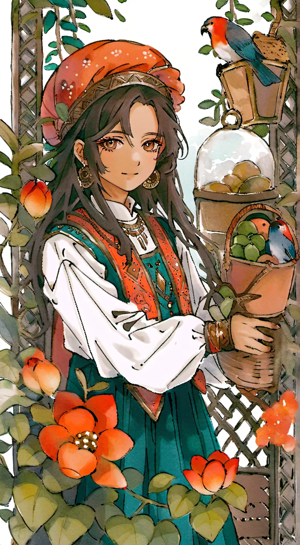 ai character: M,E AS fanf CH background