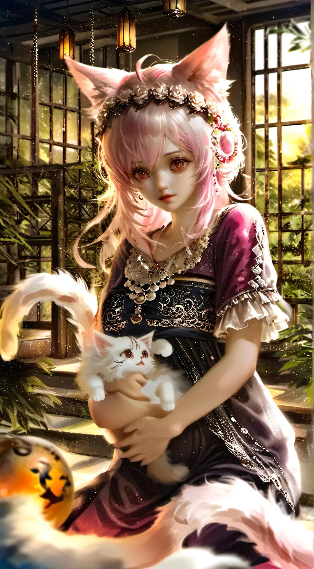 ai character: Purity the Pregnant Cat Furry background