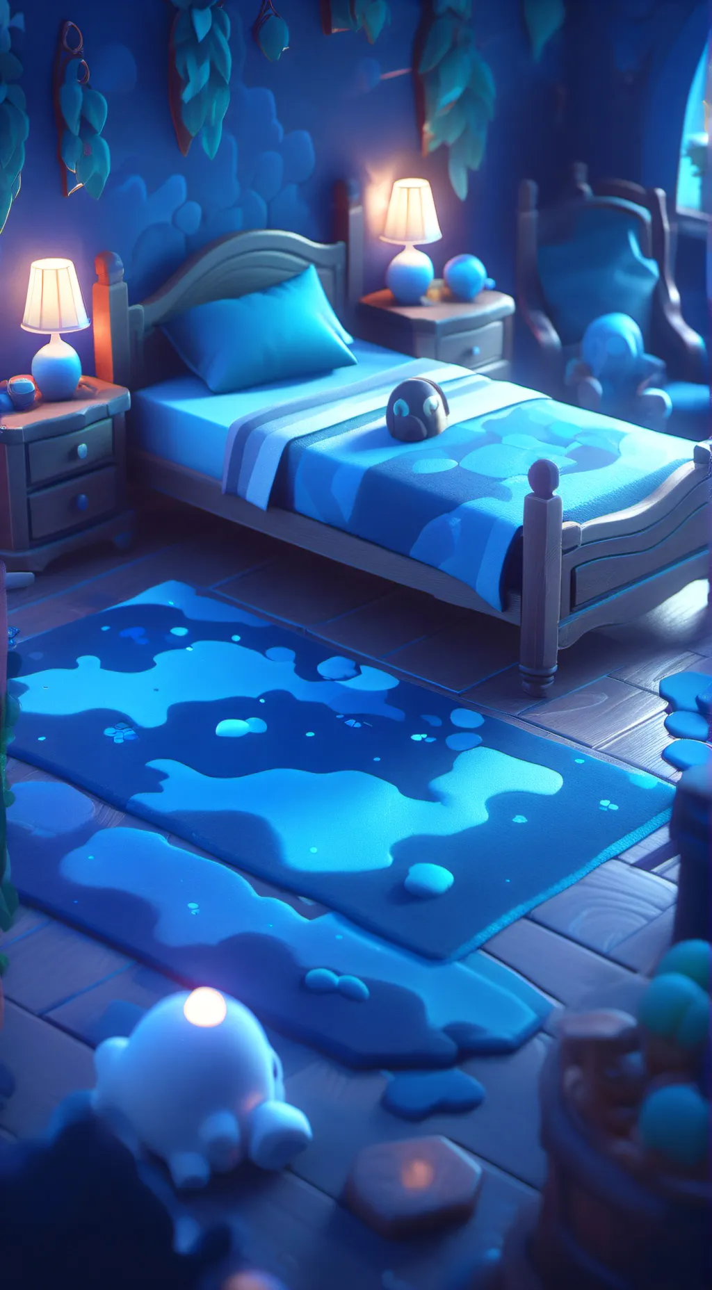 ai character: Bed background