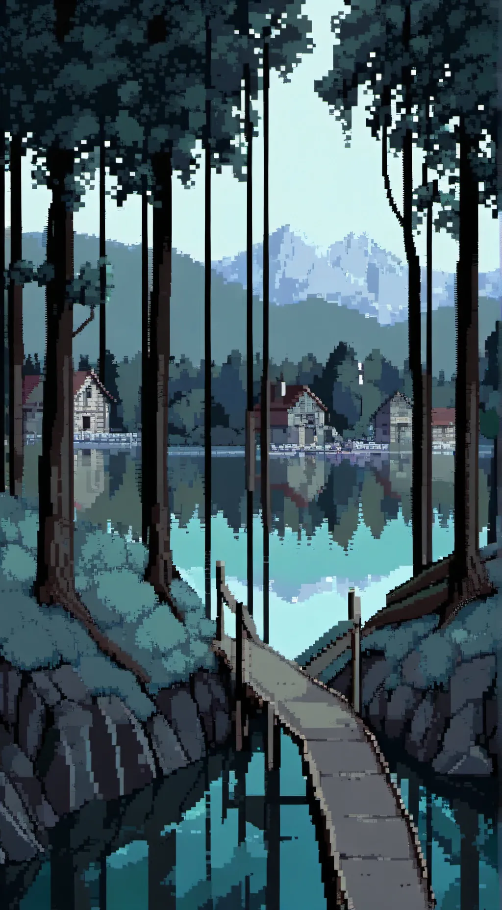 ai character: lakeside camp background