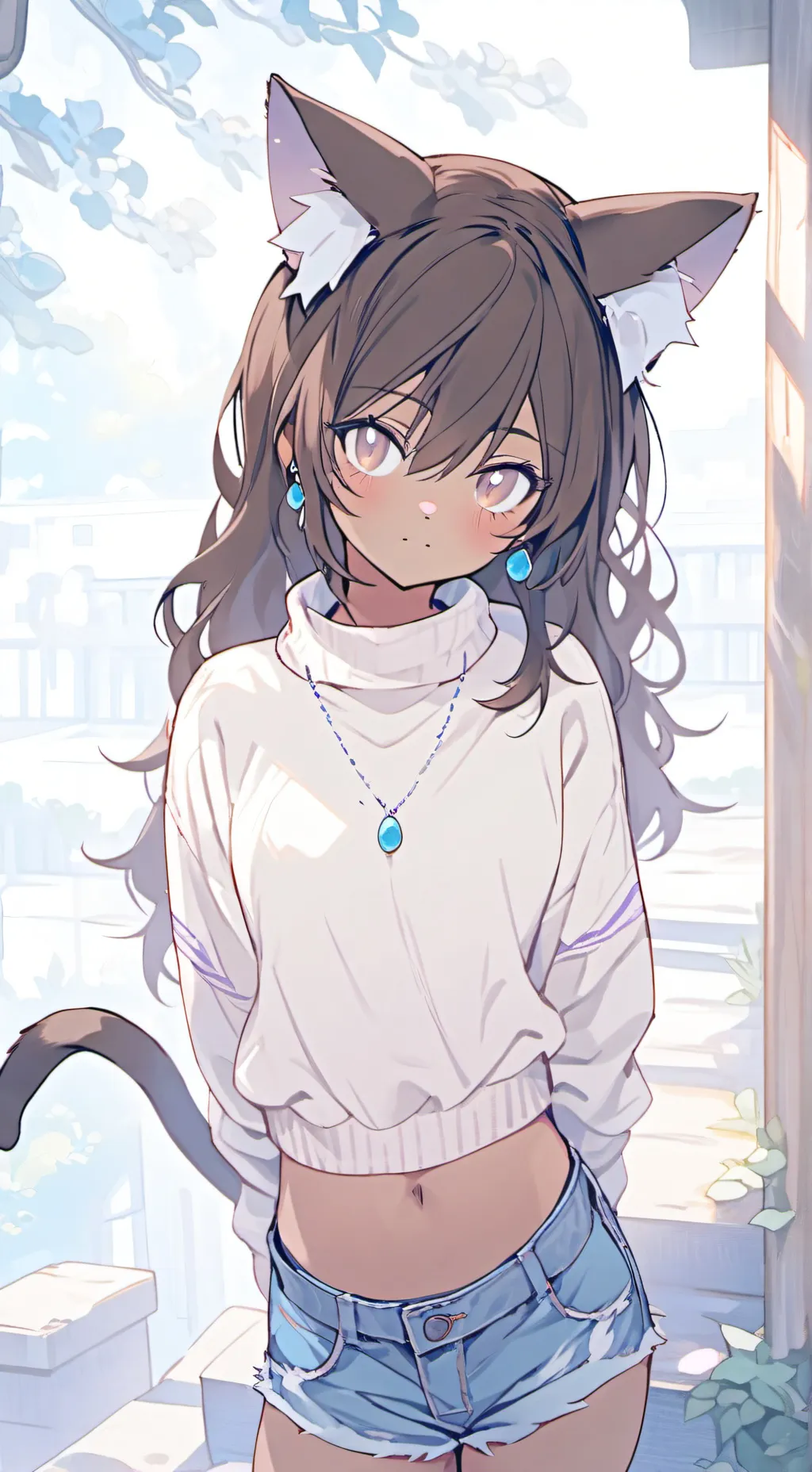 ai character: Elena catgirl background
