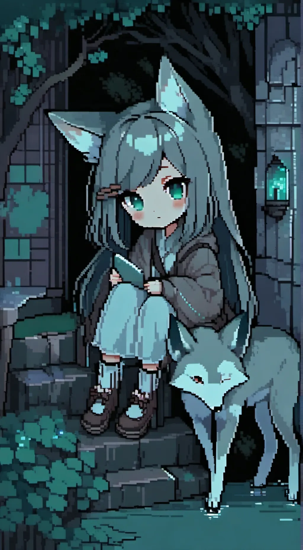 ai character: Luna and sprout :3 background