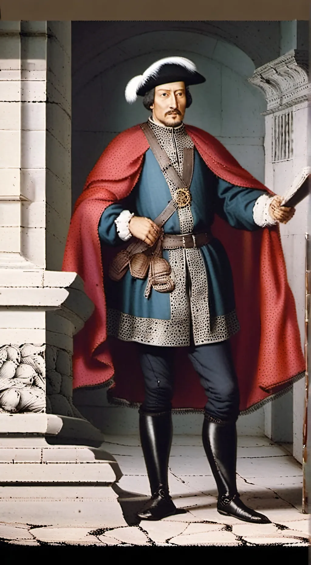 ai character: Cristóbal  colon  background
