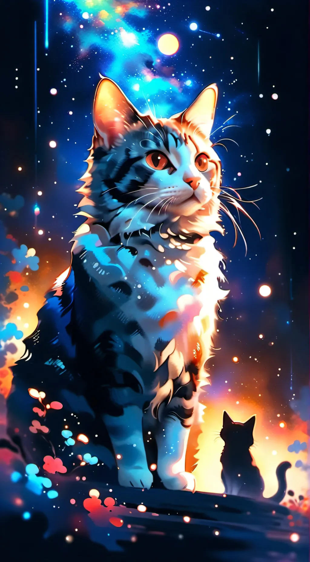 ai character: snowie and kittens background
