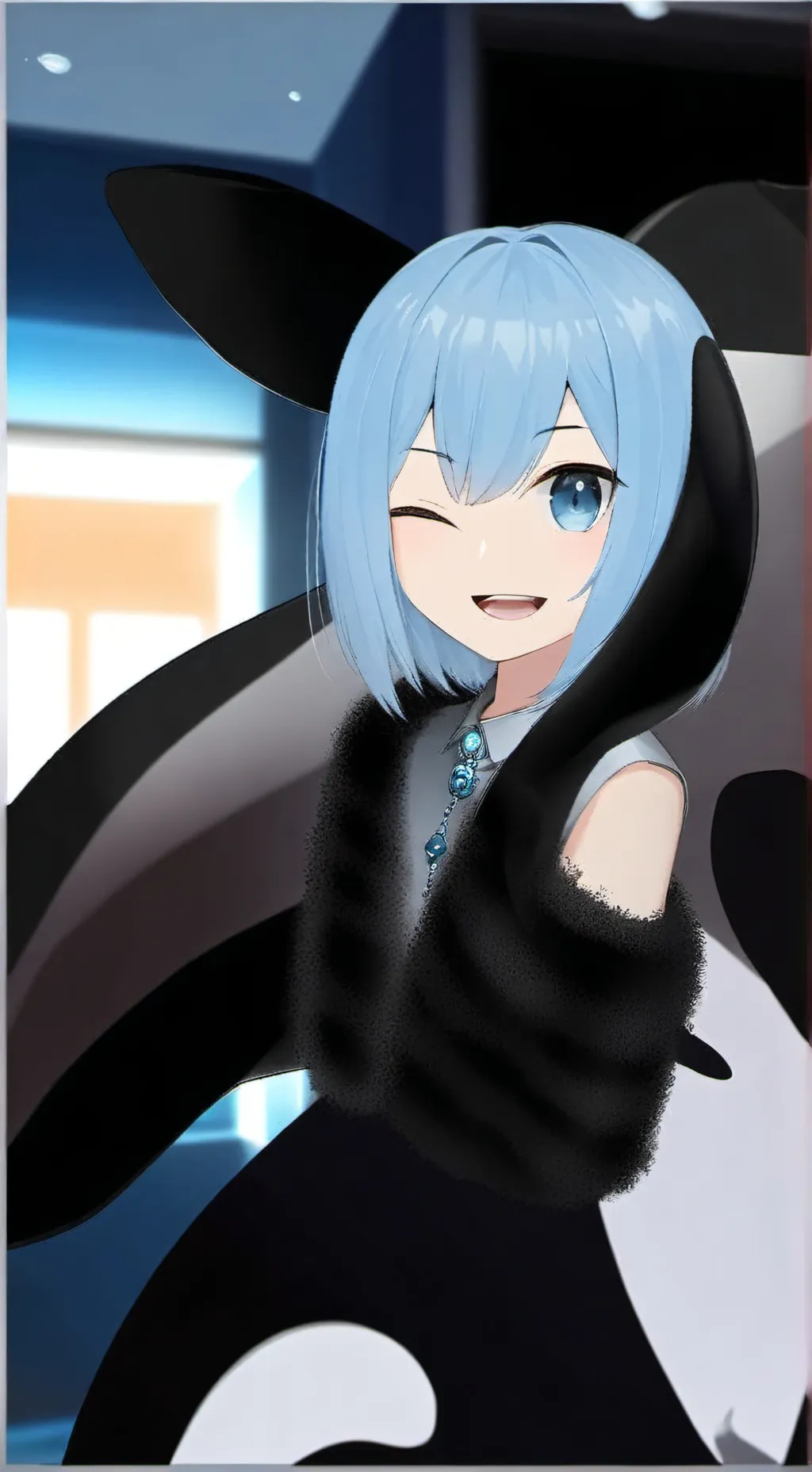 ai character: Spirited Orca Furr background