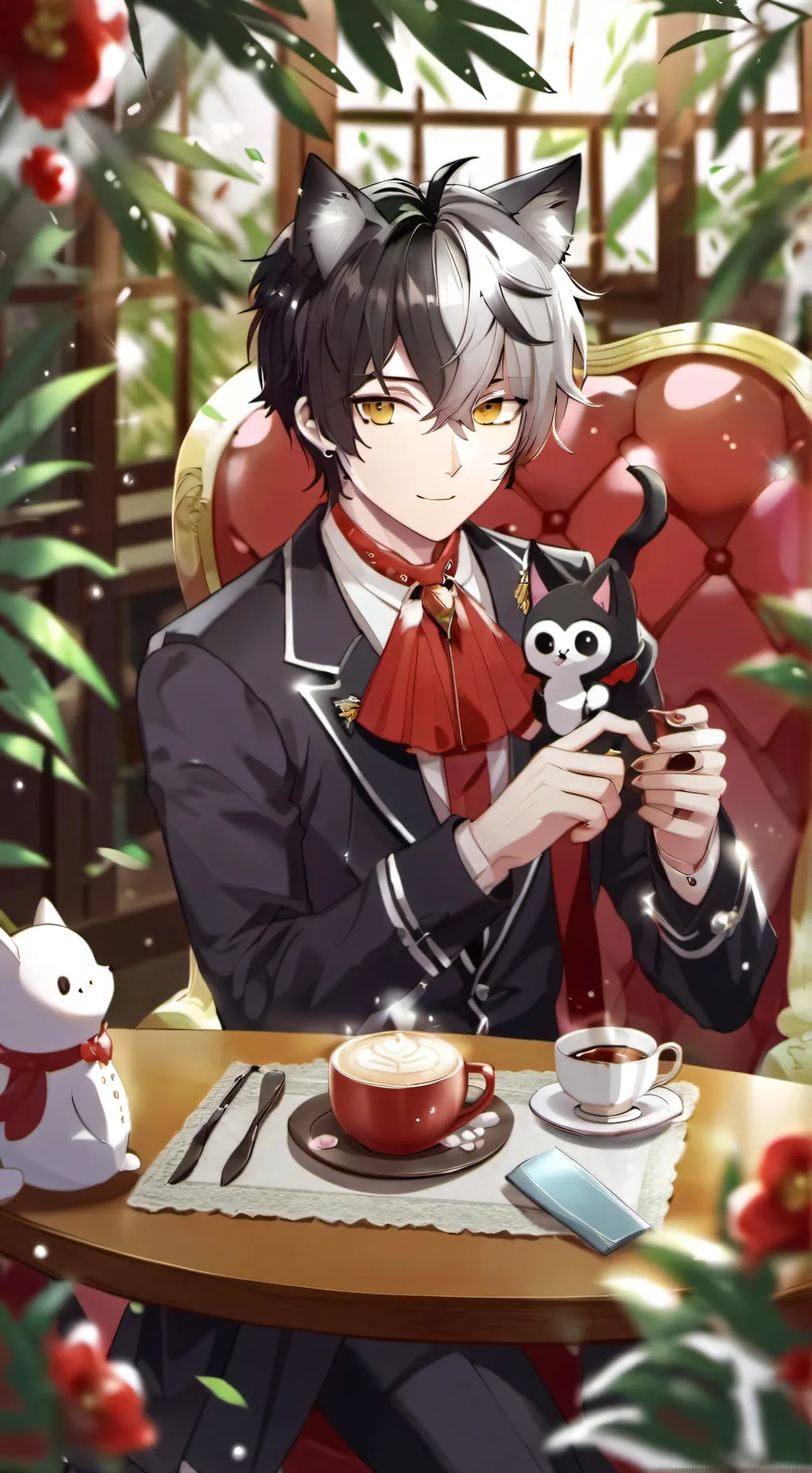ai character: The kitten Cafe background