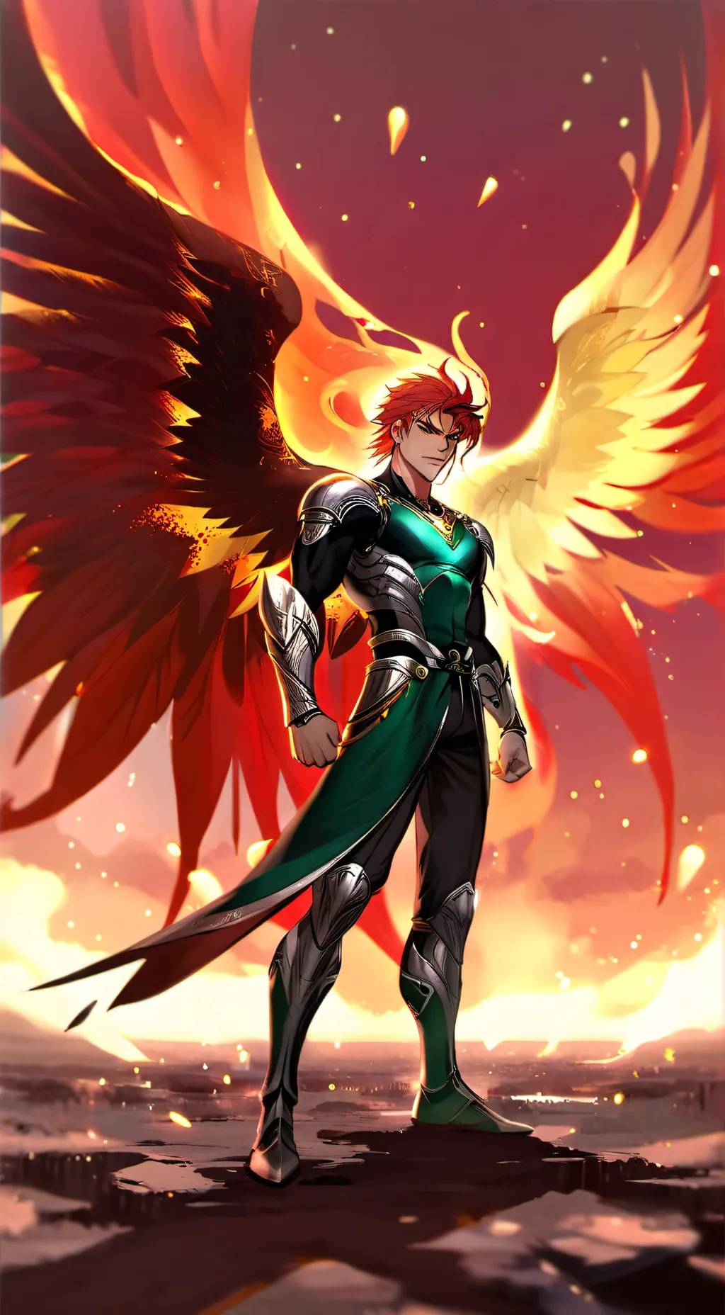 ai character: Scarlet Phoenix  background