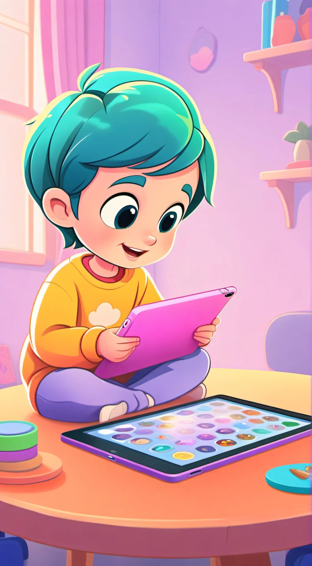 ai character: iPad kid background