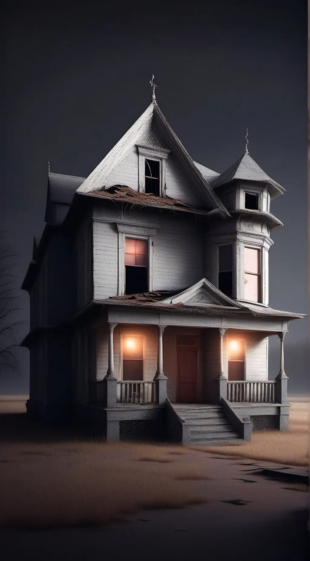 ai character: Abandoned house background